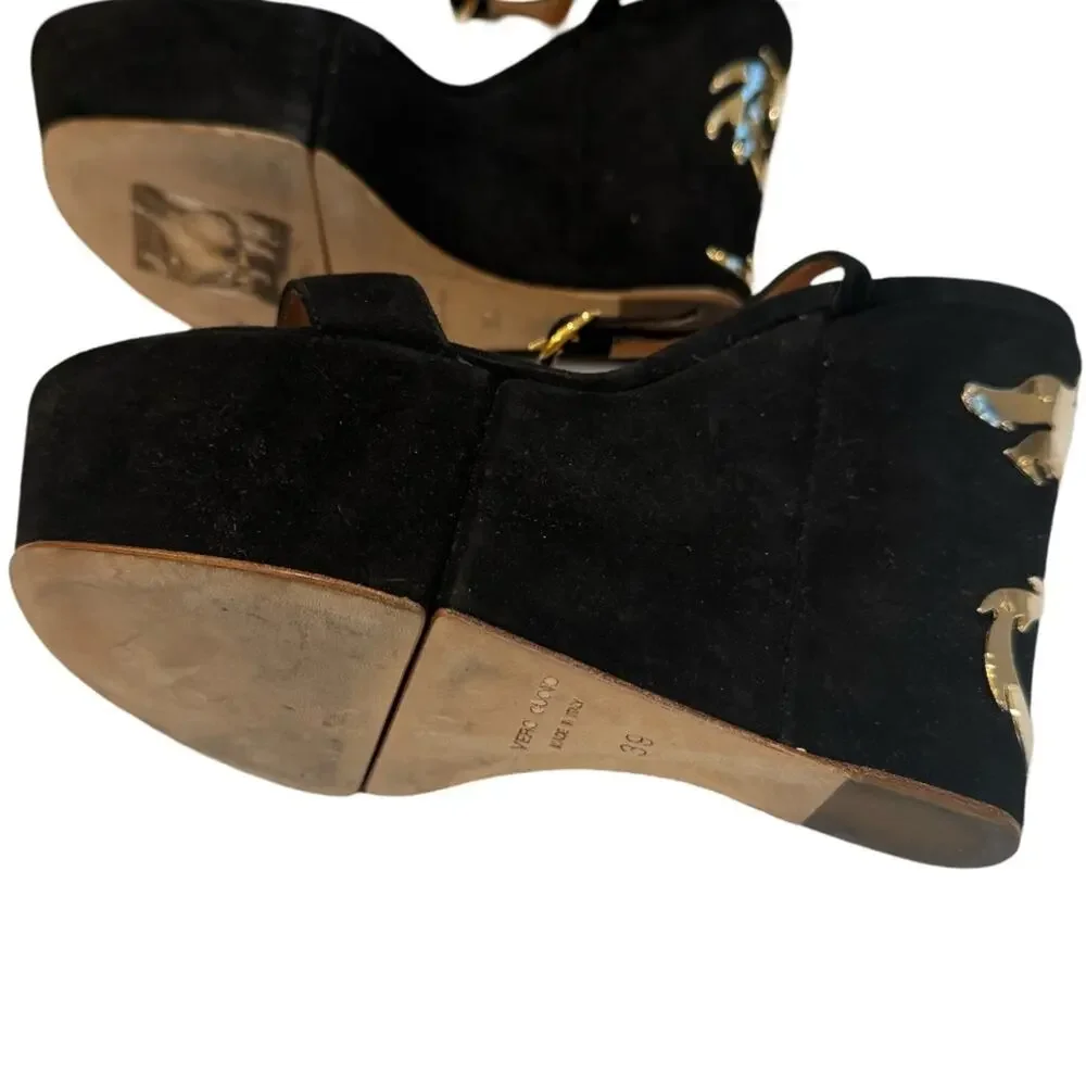 Alexa Wagner Metal Dragon Suede Platform Wedge Sandal 39IT - Picture 8 of 8